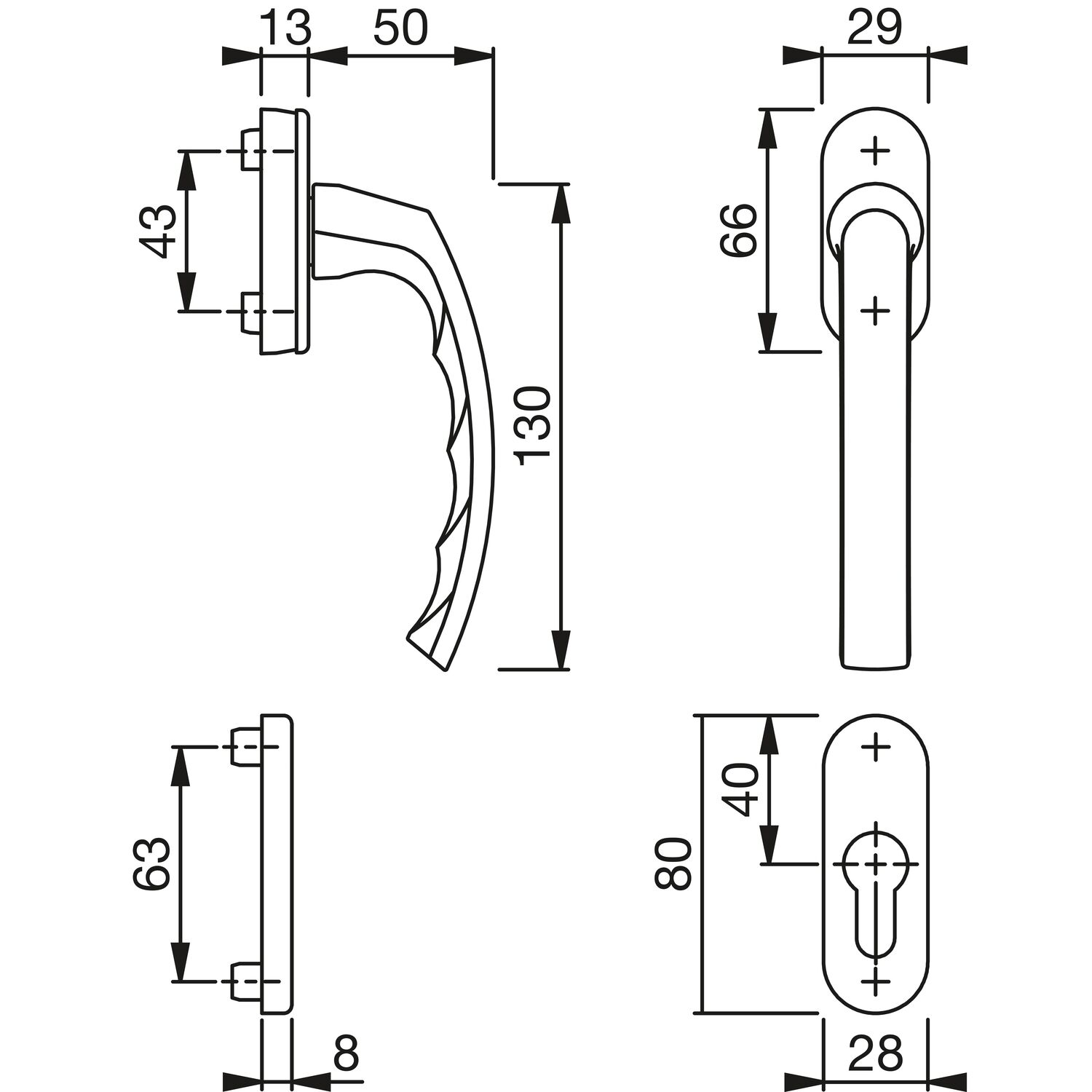 HG-DK Fenstergriff Lieǵe90°innen,AL20