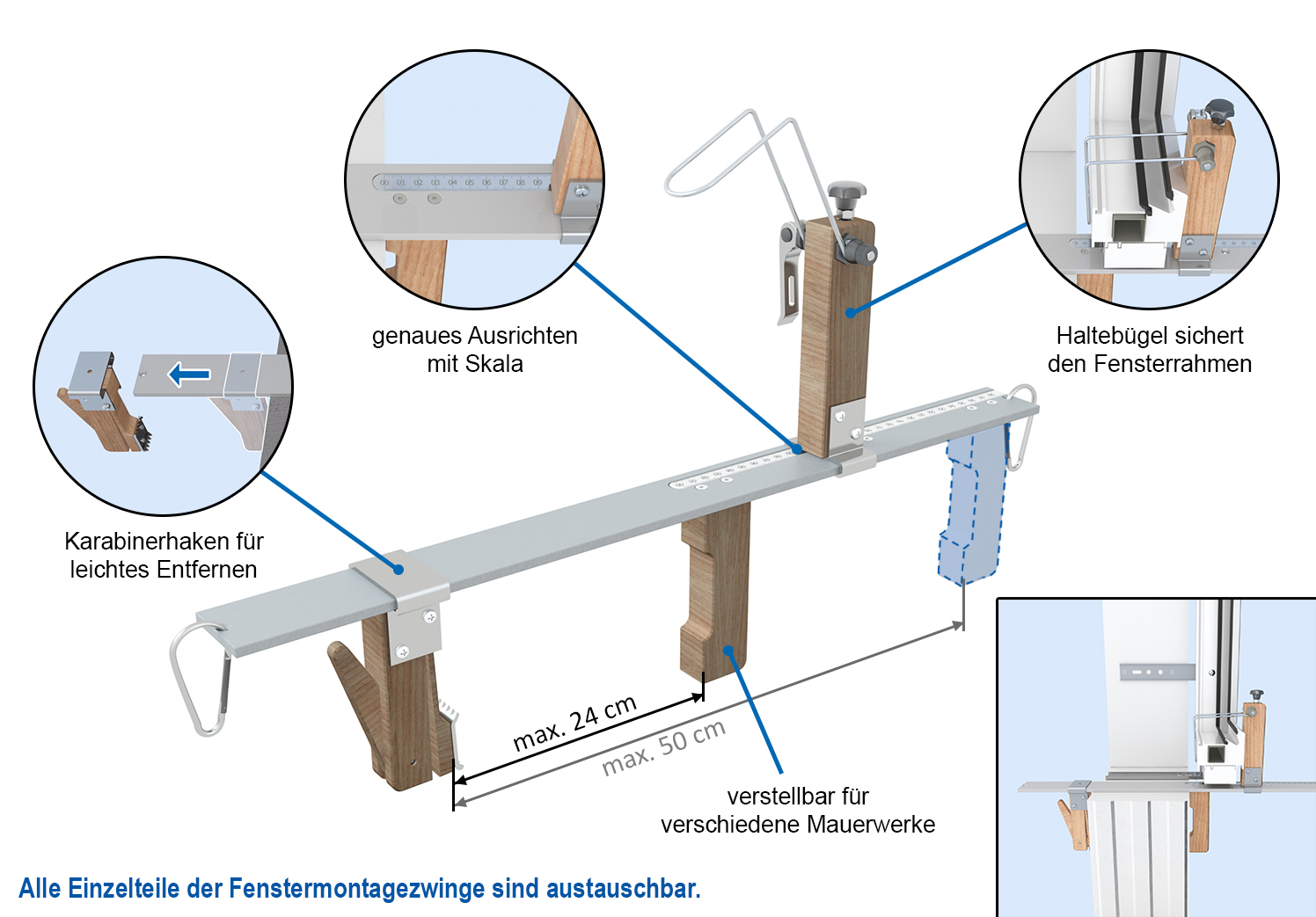 Fenstermontagezwinge