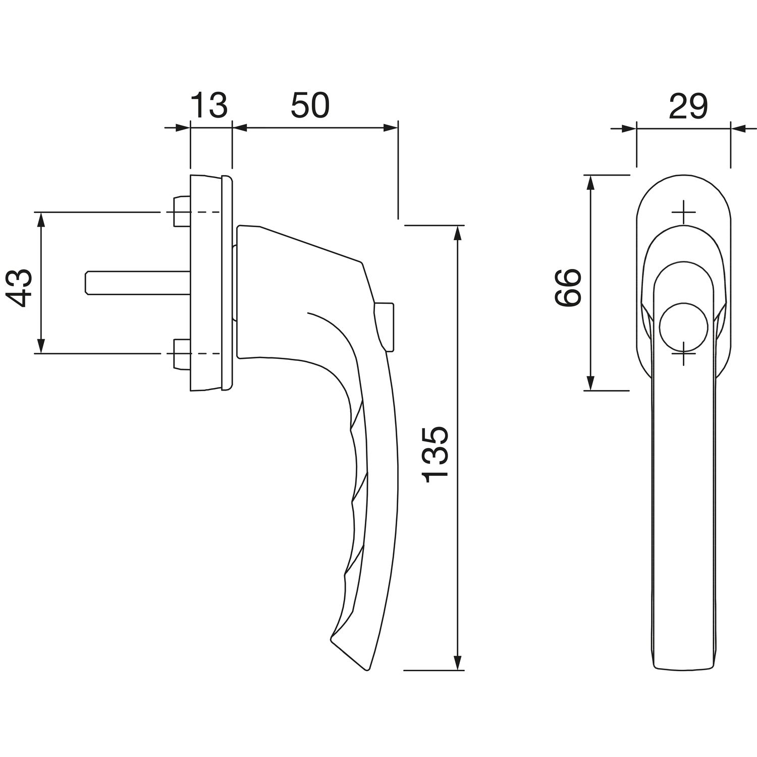 Fenstergriff/Druckknopf Lieǵe 7x40 schw